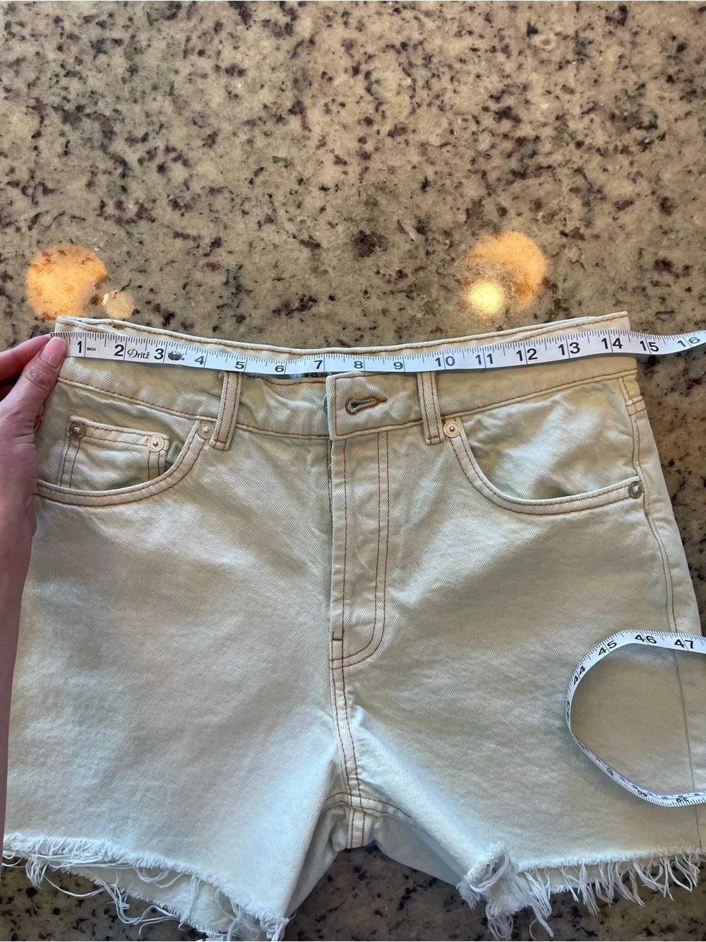 New ZARA 100% cotton light wash Denim Cutoff Shorts 6